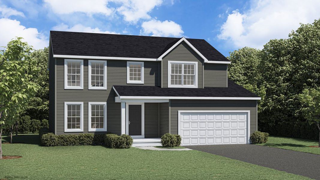 Front exterior of a new home in Sandywood Circle, Grand Island, NY, highlighting curb appeal (Image 4).