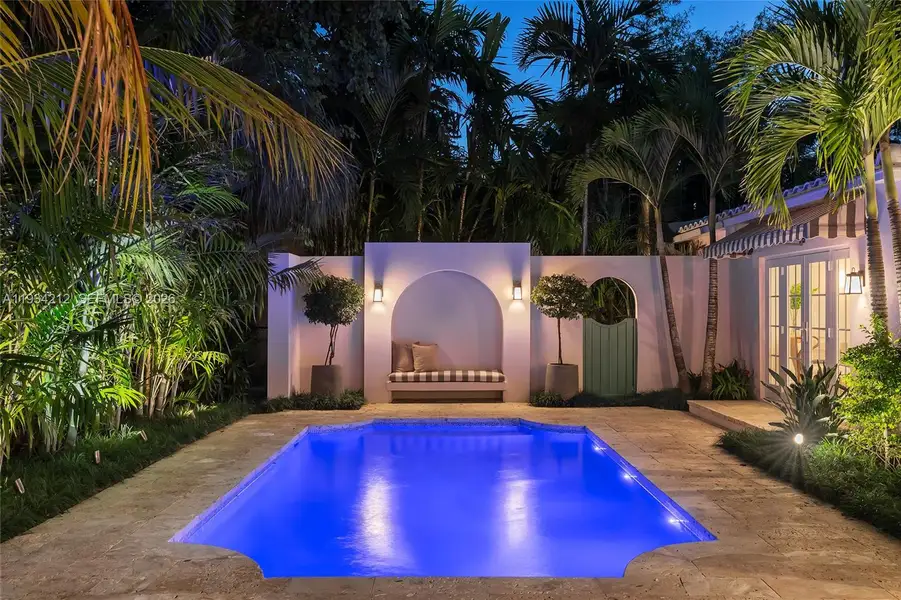 Exterior details and patio area of a home in , Coral Gables (Image 1). Exterior details and patio area of a home in , Coral Gables (Image 1).