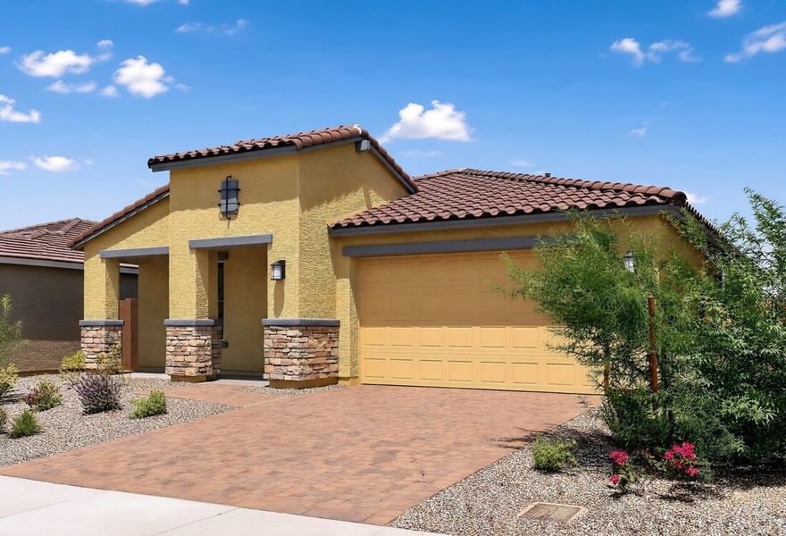 Front exterior of a new home in Stonehaven, Glendale, AZ, highlighting curb appeal (Image 22). Front exterior of a new home in Stonehaven, Glendale, AZ, highlighting curb appeal (Image 22).