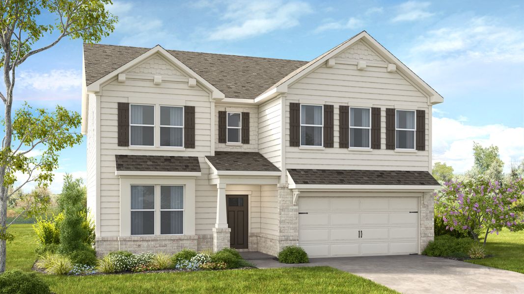 Representative exterior photo of a completed home built from the Sheridan by Taylor Morrison in Falls Creek, Flowery Branch, GA (Image 3).
