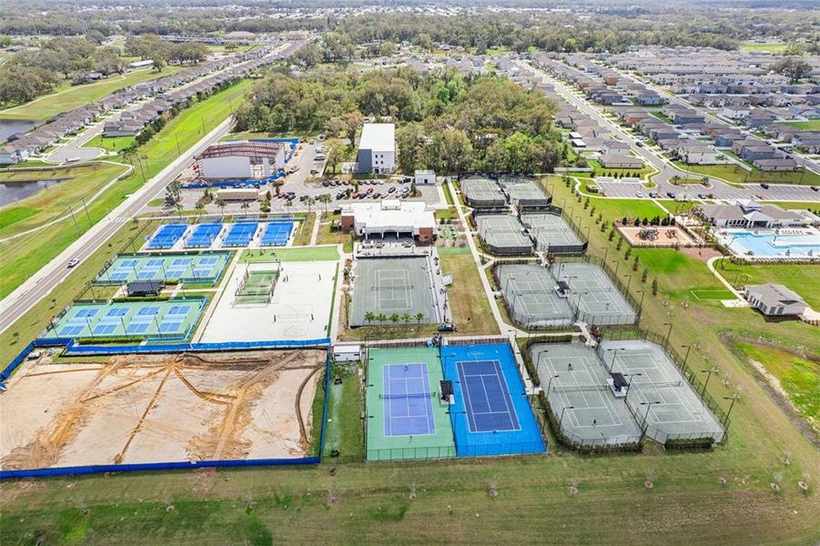 Aerial view of community amenities. Aerial view of community amenities.
