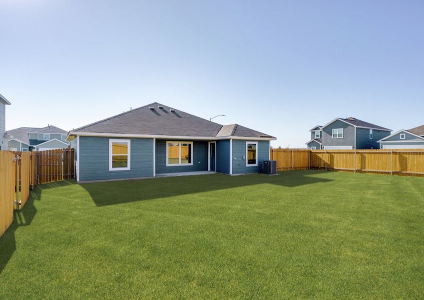 The Sabine has a fully fenced-in backyard. The Sabine has a fully fenced-in backyard.