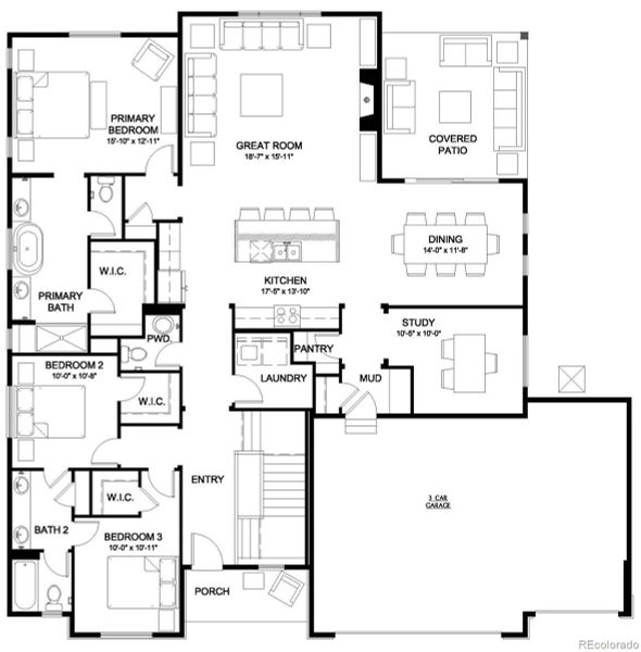 2D floor plan layout of this home in Jackson Creek, Monument, CO (Image 5).