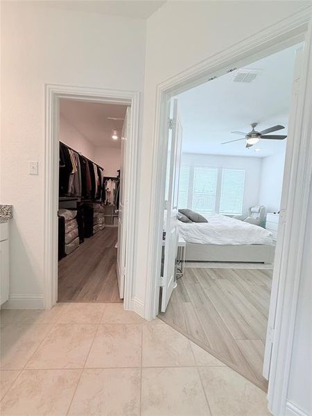 Large master walkin closetand baseboards