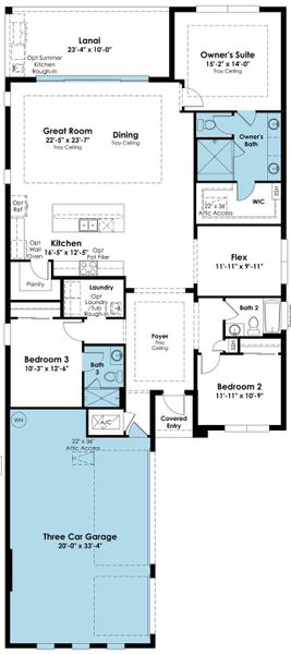 2D floor plan layout of this home in Cresswind at Lake Harris, Tavares, FL (Image 3).