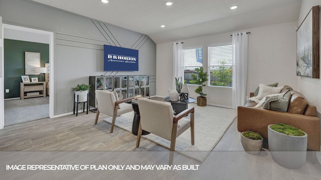 Representative furnished interior of a home built from the The Irvine by D.R. Horton in Navarro Fields, Seguin (Image 11). Representative furnished interior of a home built from the The Irvine by D.R. Horton in Navarro Fields, Seguin (Image 11).