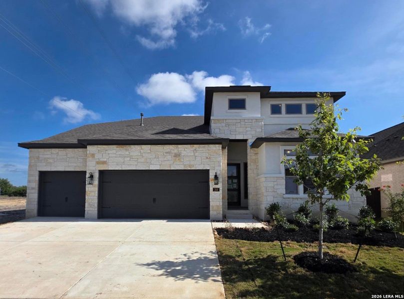 Front exterior of a new home in Haby Hill 60s, San Antonio, TX, highlighting curb appeal (Image 2). Front exterior of a new home in Haby Hill 60s, San Antonio, TX, highlighting curb appeal (Image 2).