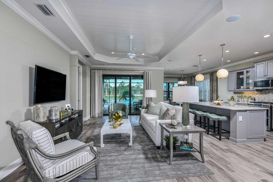 Furnished interior view inside a new home in Boca Royale Golf & Country Club at Wellen Park, Englewood (Image 11).