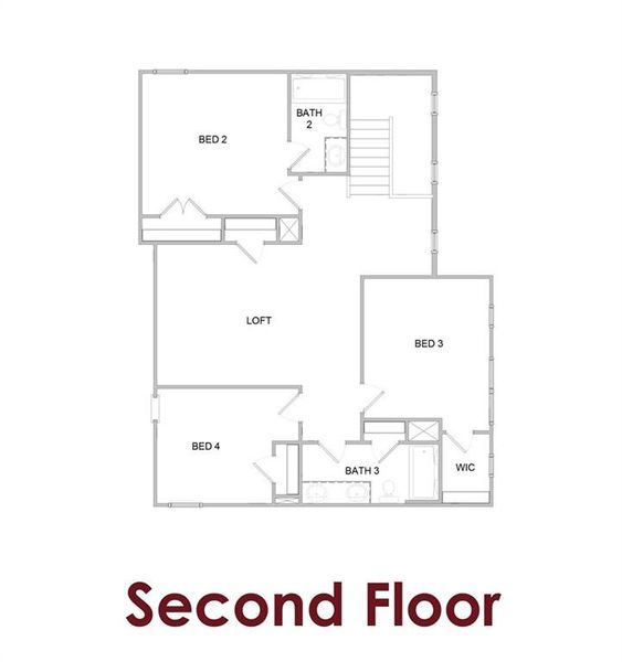 2D floor plan layout of this home in Fowler Farms, Auburn, GA (Image 3).