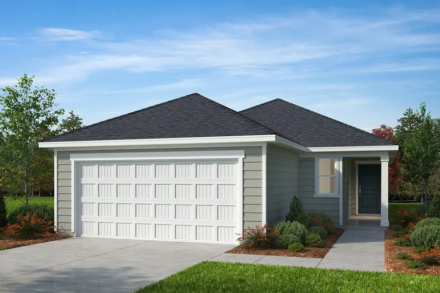Representative exterior photo of a completed home built from the 1501 by KB Home in Magnolia Forest – Grove Series, Raleigh, NC (Image 4). Representative exterior photo of a completed home built from the 1501 by KB Home in Magnolia Forest – Grove Series, Raleigh, NC (Image 4).