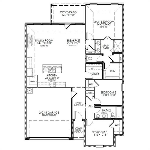 2D floor plan layout of this home in The Preserve, Sherman, TX (Image 2).