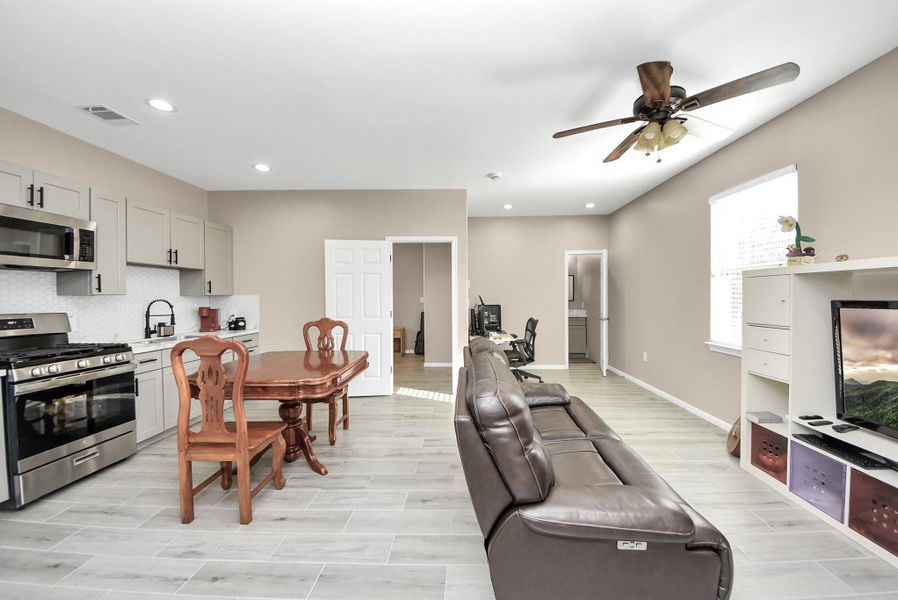 open kitchen and living combo in ADU/apartment