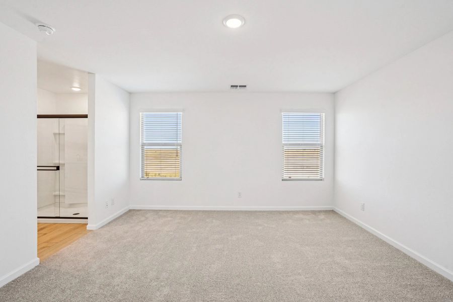 Primary suite. Not actual home, finishes and options may vary.