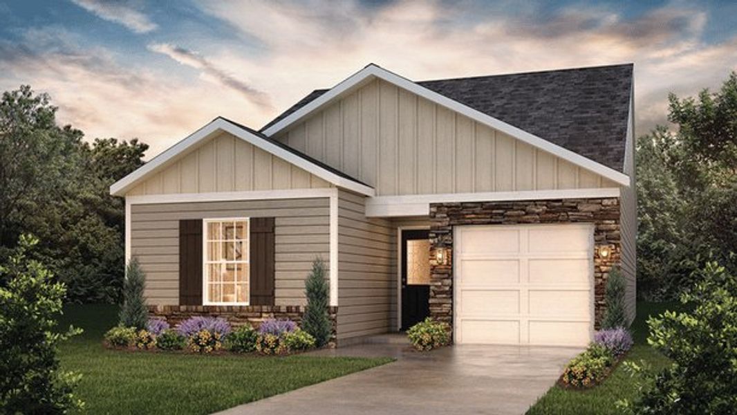 Representative exterior photo of a completed home built from the Sanford by D.R. Horton in Rocky River Ridge, Anderson, SC (Image 2). Representative exterior photo of a completed home built from the Sanford by D.R. Horton in Rocky River Ridge, Anderson, SC (Image 2).