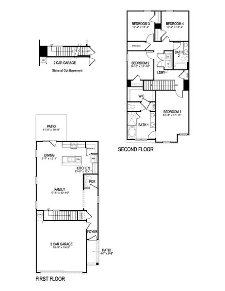 2D floor plan layout for the Sudbury by D.R. Horton in Pointe Park, Union City, GA (Image 3). 2D floor plan layout for the Sudbury by D.R. Horton in Pointe Park, Union City, GA (Image 3).