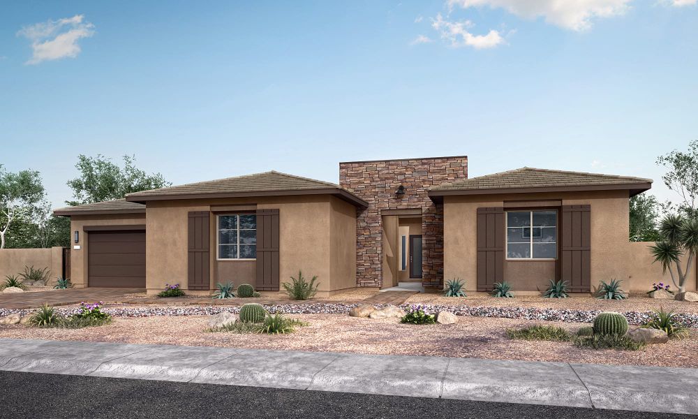 Representative exterior photo of a completed home built from the Palo Verde Plan 7051 by Tri Pointe Homes in Whispering Hills, Laveen, AZ (Image 2). Representative exterior photo of a completed home built from the Palo Verde Plan 7051 by Tri Pointe Homes in Whispering Hills, Laveen, AZ (Image 2).