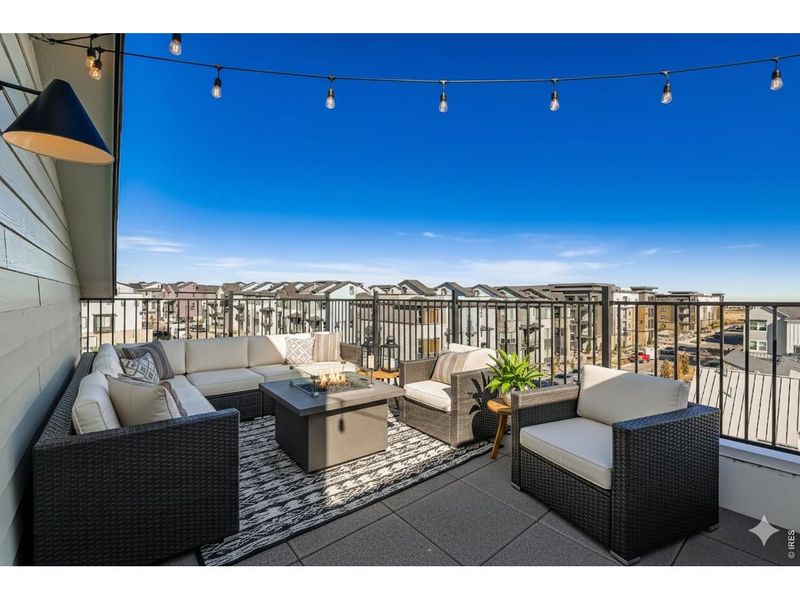 Exterior details and patio area of a home in Parkside West at Baseline, Broomfield (Image 29).