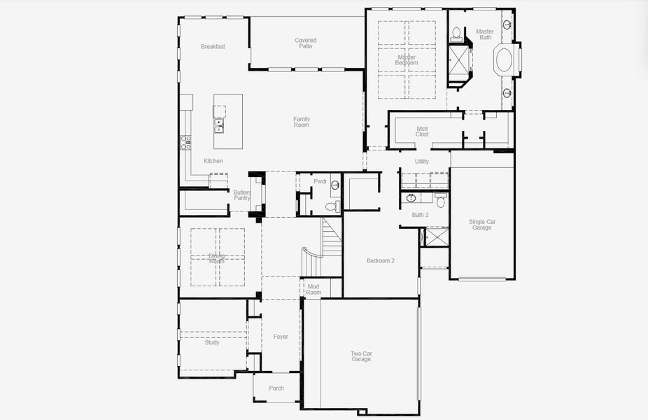 2D floor plan layout for the Marietta by Coventry Homes in Mustang Lakes 74', McKinney, TX (Image 3). 2D floor plan layout for the Marietta by Coventry Homes in Mustang Lakes 74', McKinney, TX (Image 3).