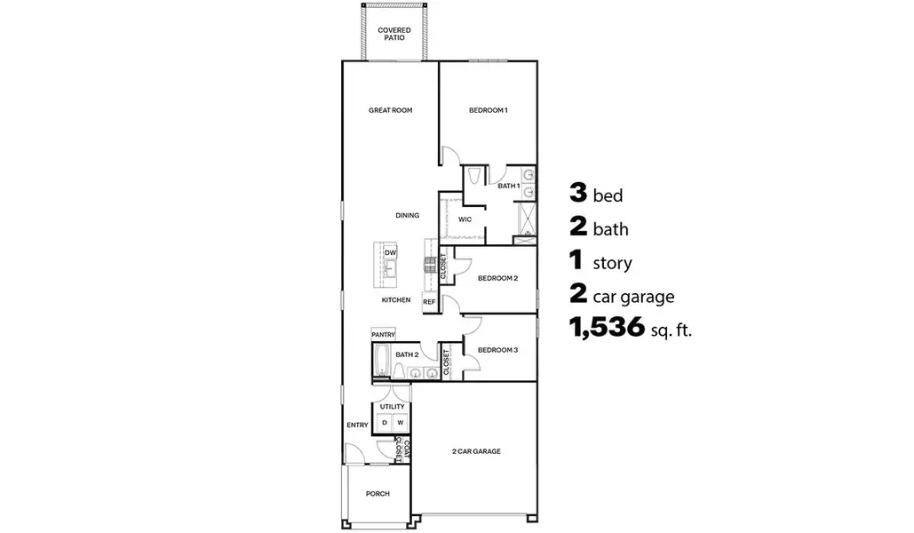 2D floor plan layout for the Caroline - Y30C by D.R. Horton in The Oasis at Rocking K, Vail, AZ (Image 3). 2D floor plan layout for the Caroline - Y30C by D.R. Horton in The Oasis at Rocking K, Vail, AZ (Image 3).