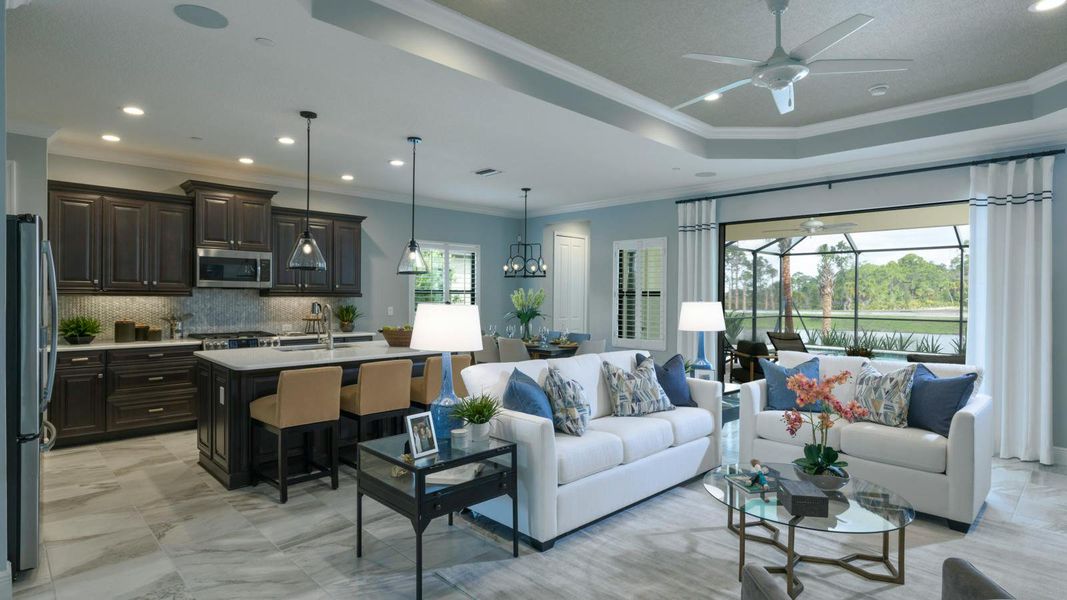 Furnished interior view inside a new home in Palm Grove Real Estate and Homes for Sale in Lakewood Ranch, FL - Neal Communities, Lakewood Ranch (Image 19).
