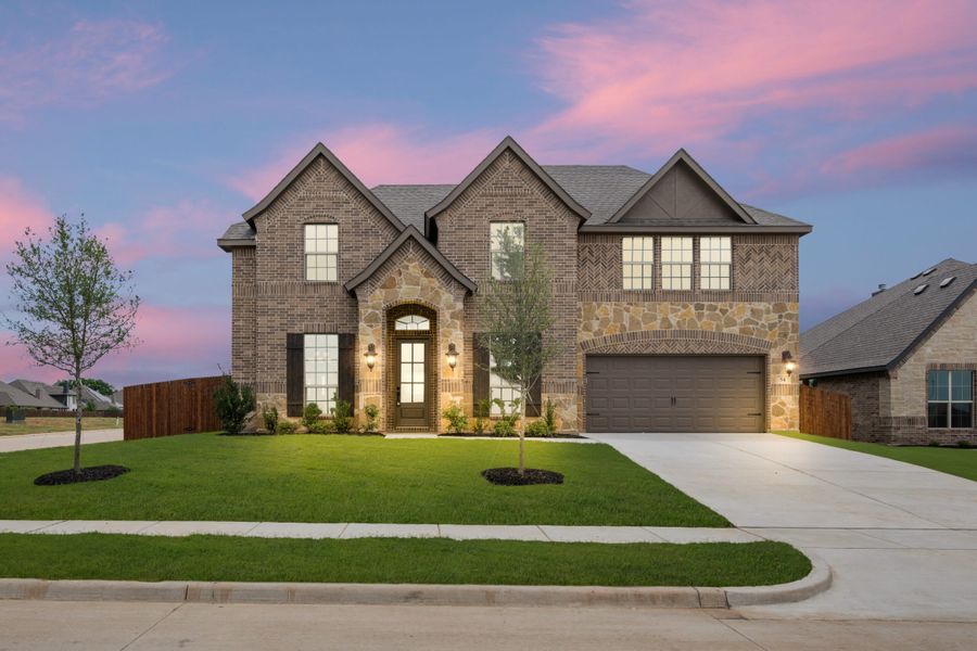Front exterior of a new home in Mockingbird Hills, Joshua, TX, highlighting curb appeal (Image 30).
