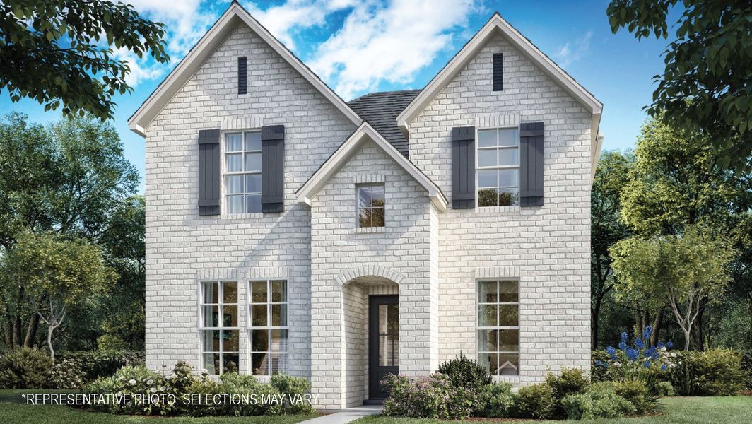 Front exterior of a new home in Light Farms Brenham - 40' Lots, Celina, TX, highlighting curb appeal (Image 1). Front exterior of a new home in Light Farms Brenham - 40' Lots, Celina, TX, highlighting curb appeal (Image 1).