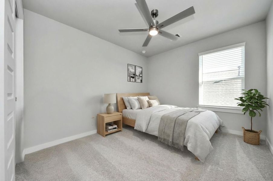 Virtually Staged - Secondar Bedroom. Sample photo of completed home with similar floor plan. Actual colors and selections may vary. Virtually Staged - Secondar Bedroom. Sample photo of completed home with similar floor plan. Actual colors and selections may vary.