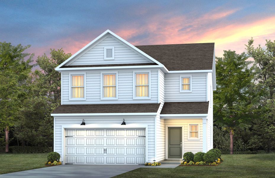 Front exterior of a new home in Solana, Durham, NC, highlighting curb appeal (Image 1). Front exterior of a new home in Solana, Durham, NC, highlighting curb appeal (Image 1).