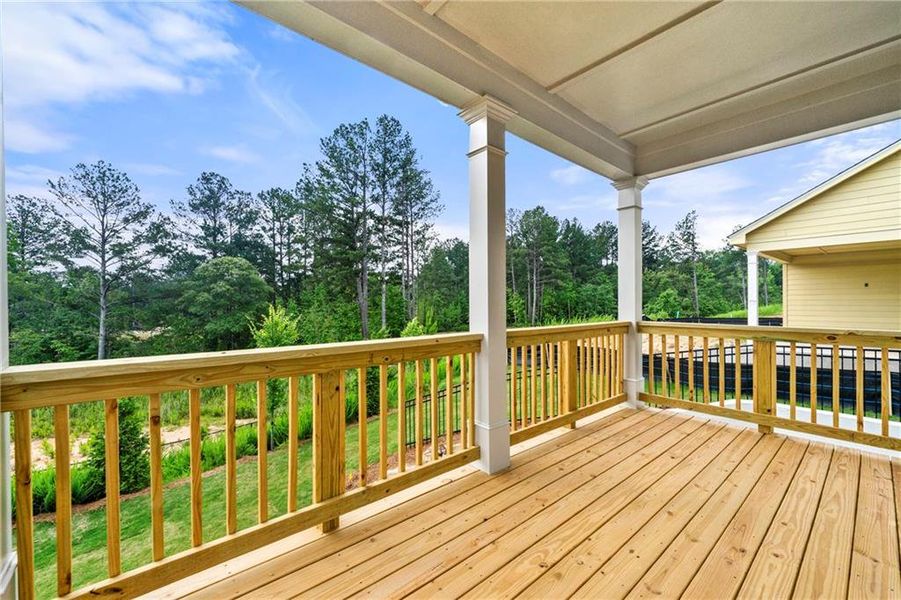 Exterior details and patio area of a home in Cresswind Georgia at Twin Lakes, Hoschton (Image 4).