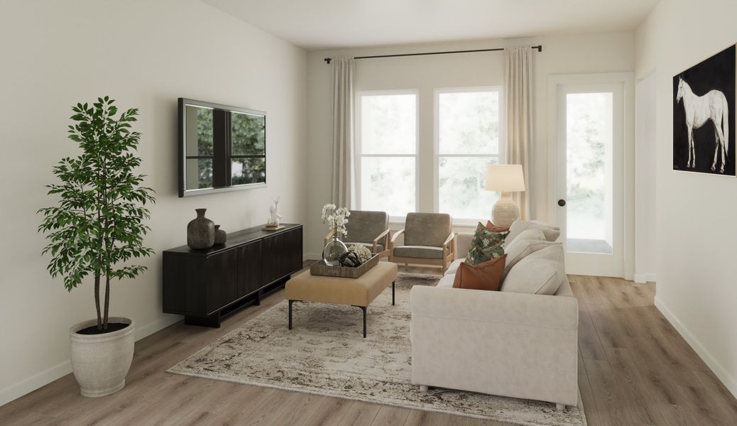 A bright and open family room is great for game night or catching up on your favorite show.