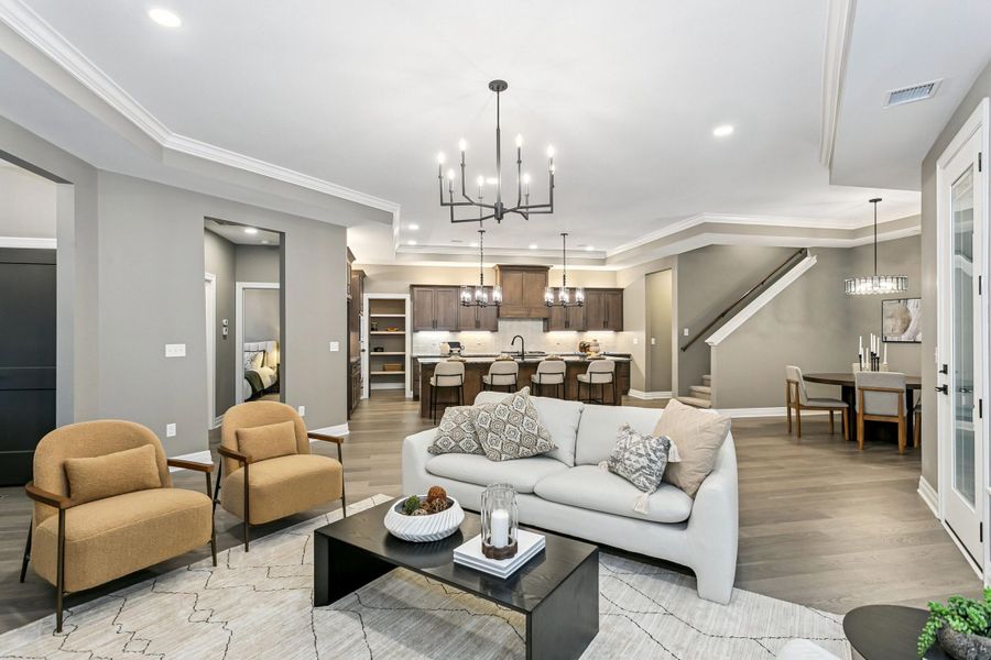 Furnished interior view inside a new home in The Courtyards at The Moorings, Wichita (Image 6). Furnished interior view inside a new home in The Courtyards at The Moorings, Wichita (Image 6).