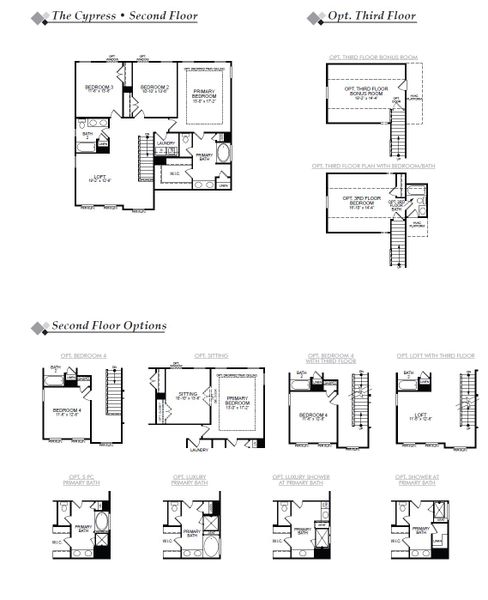 2D floor plan layout for the Cypress by Eastwood Homes in Browning Mill, Wendell, NC (Image 4).