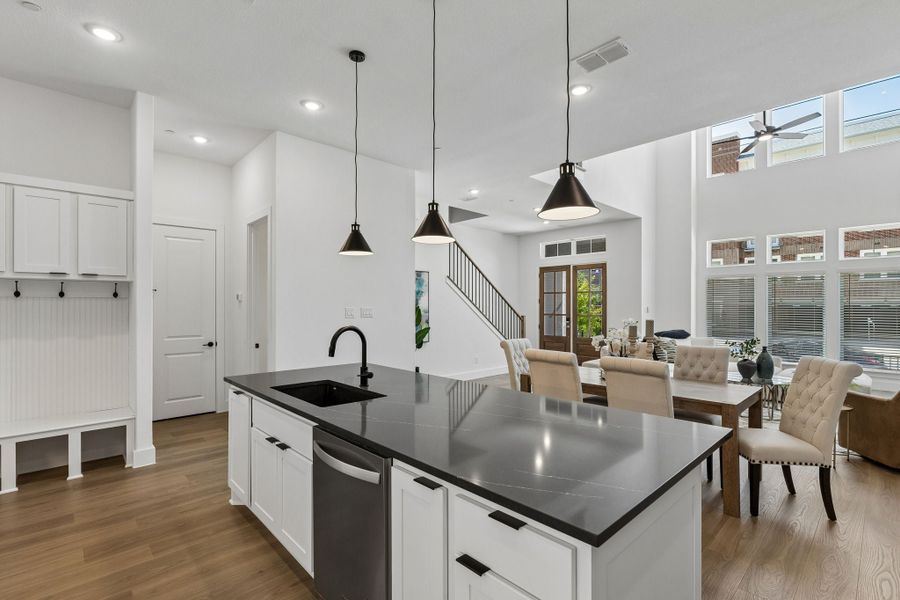 Representative furnished interior of a home built from the Roosevelt by Centre Living Homes in Newman Village Townhomes, Frisco (Image 7).