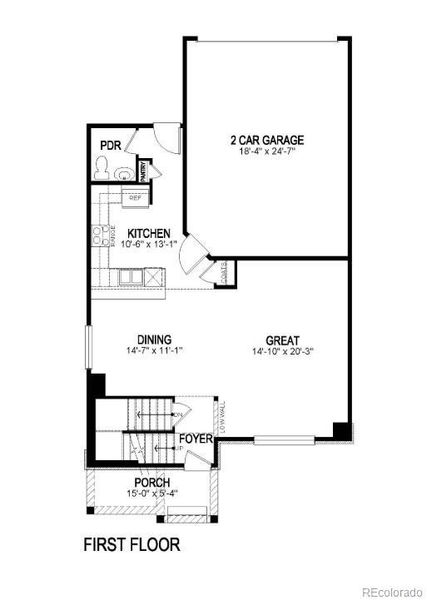 2D floor plan layout of this home in Sky Ranch, Watkins, CO (Image 3).