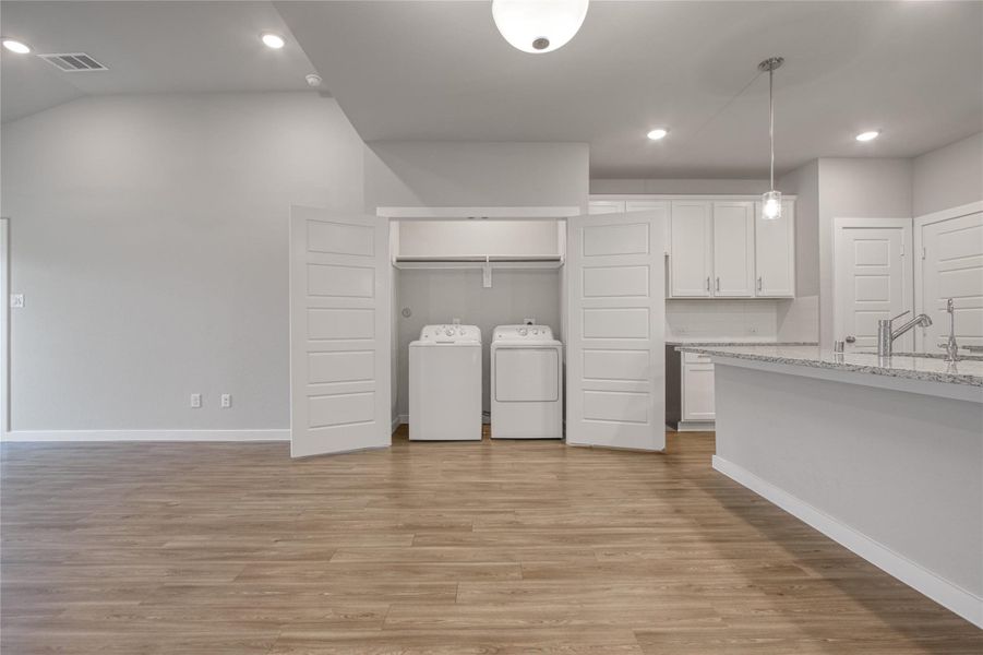 The laundry is convenient, yet behind closed doors so you can worry about that tomorrow. The laundry is convenient, yet behind closed doors so you can worry about that tomorrow.