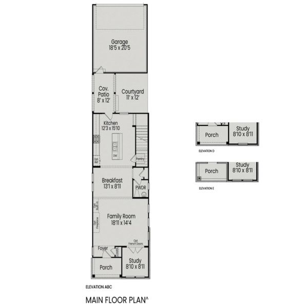 2D floor plan layout for the The Burke C by Davidson Homes LLC in Forestville Yard, Knightdale, NC (Image 4).
