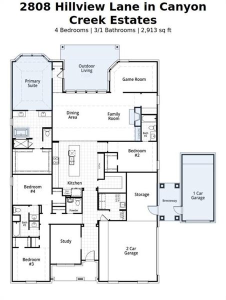 2D floor plan layout of this home in Canyon Creek Estates, Sherman, TX (Image 2). 2D floor plan layout of this home in Canyon Creek Estates, Sherman, TX (Image 2).