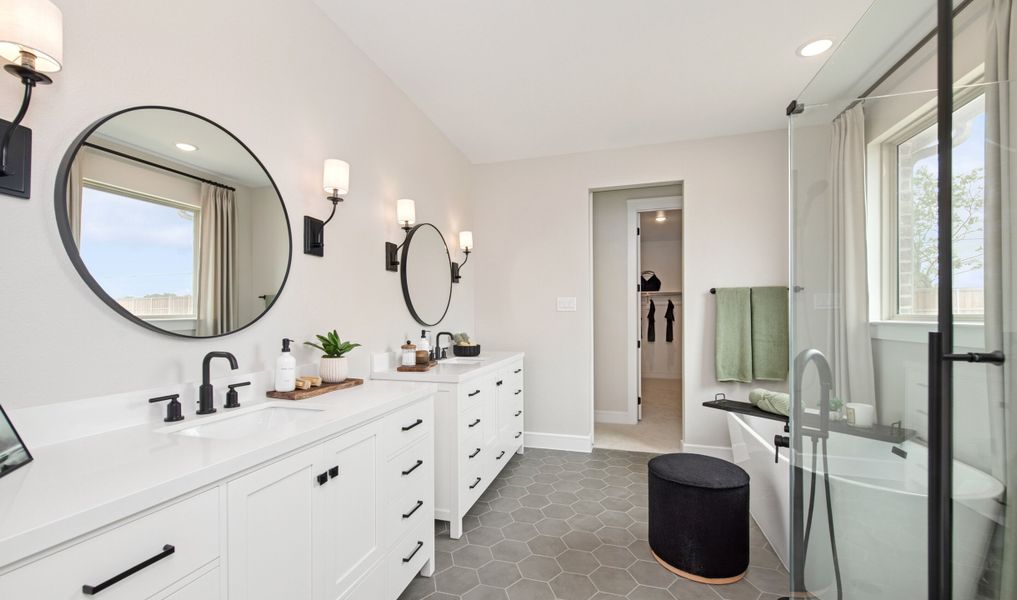 Primary bath with glass shower enclosure Primary bath with glass shower enclosure