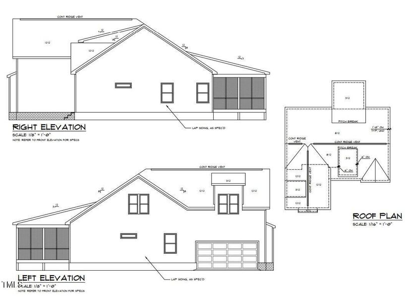 left and right elevation