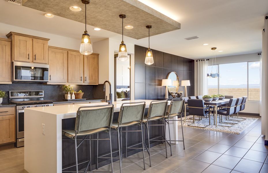 Kitchen with decorative lighting