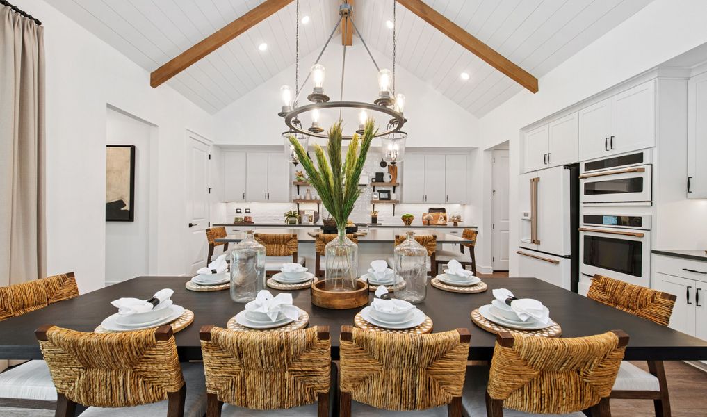 Vaulted ceiling in dining area Vaulted ceiling in dining area