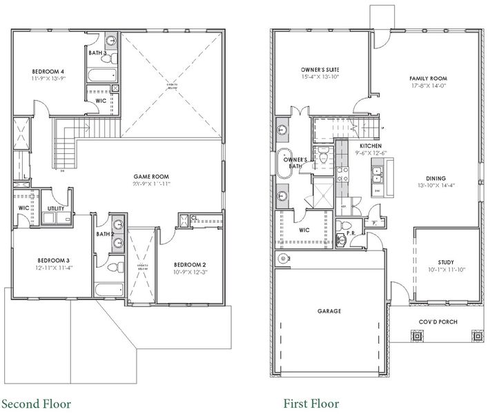 2D floor plan layout for the Christina 2516 D by Saratoga Homes in Kendall Lakes, Alvin, TX (Image 3).