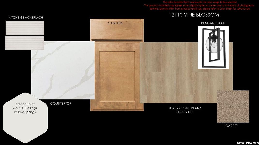 Sample of building materials used in homes in The Crossvine, Schertz (Image 4).