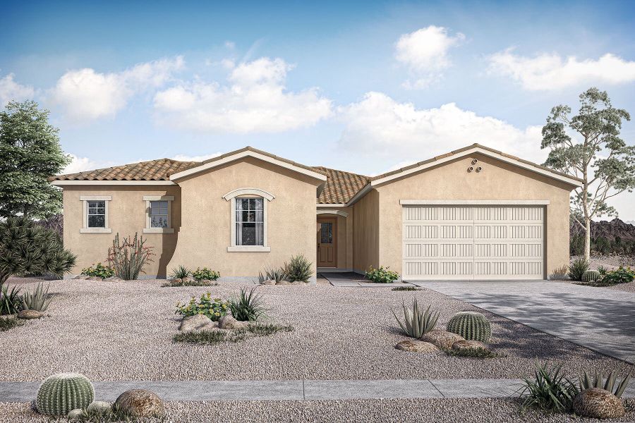 Representative exterior photo of a completed home built from the Mint by Mattamy Homes in Empire Pointe, Queen Creek, AZ (Image 17).