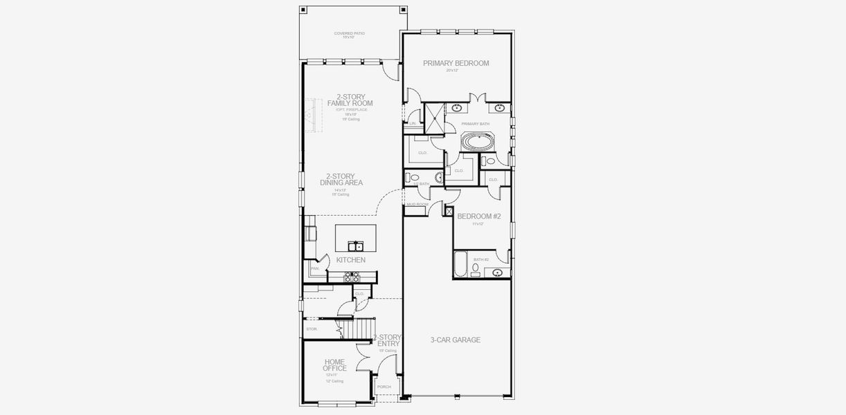 2D floor plan layout for the 2999W by Perry Homes in Ramble 50', Celina, TX (Image 5).
