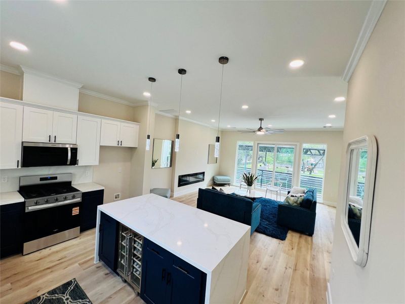 2nd floor living and kitchen area