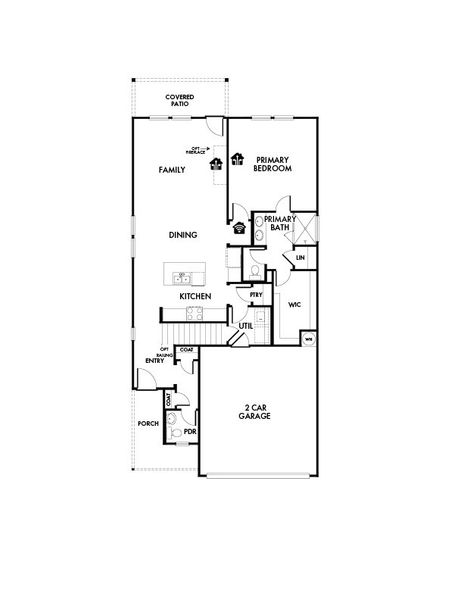 2D floor plan layout for the Oak by Impression Homes in Churchill, Anna, TX (Image 3).