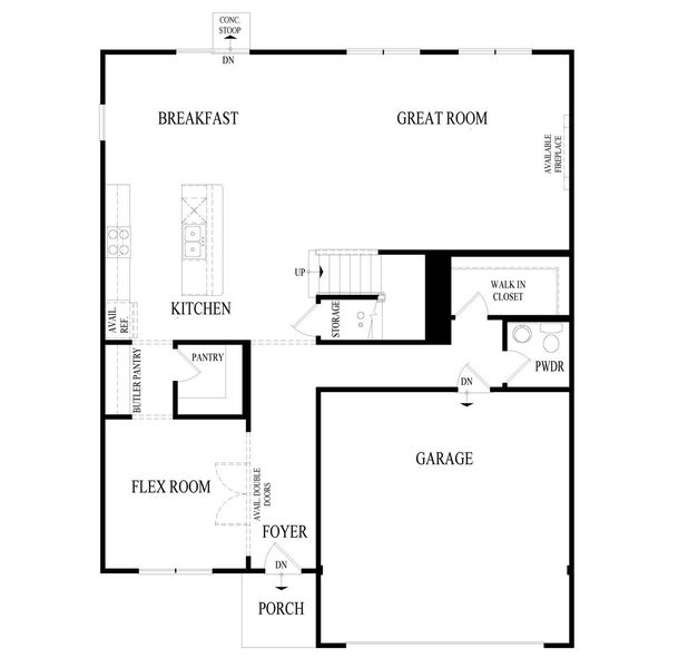 2D floor plan layout for the Coventry by D.R. Horton in Royal Oak South, Corpus Christi, TX (Image 3). 2D floor plan layout for the Coventry by D.R. Horton in Royal Oak South, Corpus Christi, TX (Image 3).