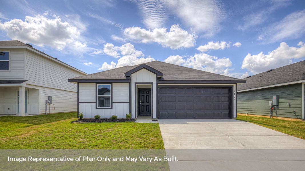 Front exterior of a new home in Ladera, Luling, TX, highlighting curb appeal (Image 1). Front exterior of a new home in Ladera, Luling, TX, highlighting curb appeal (Image 1).