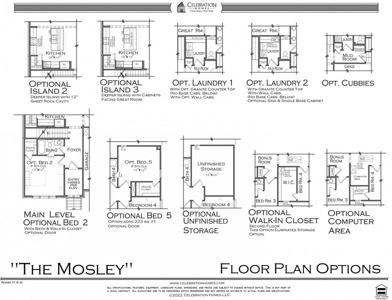 2D floor plan layout for the Mosley by Celebration Homes in South Haven, Murfreesboro, TN (Image 7).